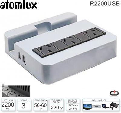 Estabilizador 2200VA ATOMLUX R2200USB