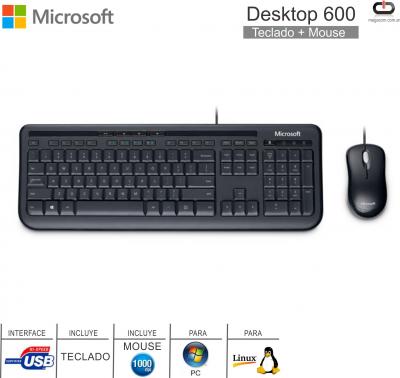 Teclado y Mouse usb MICROSOFT Desktop 600