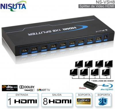 Splitter Video HDMI 8 Sal NISUTA NS-VSH8 FHD