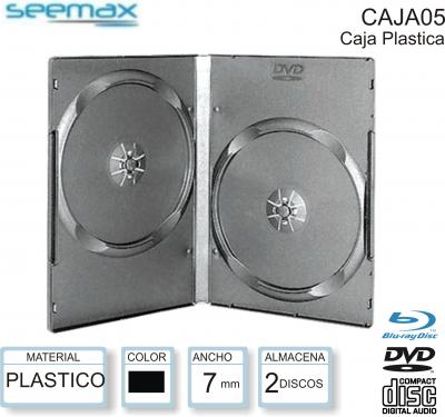 Caja CD-DVD-BD SEEMAX 07 MM PLASTICO X 2