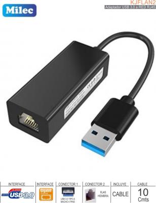 Adaptador USB 3.0 M - RJ45 H MILEC KJFLAN2 Gigabit