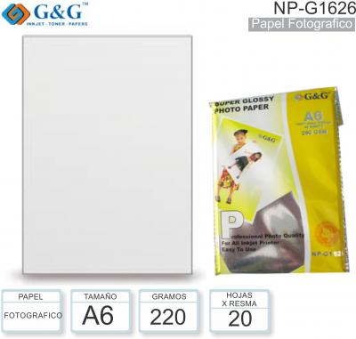 Papel A6 Mate 260G/020u G&G NP-G1626