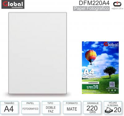 Papel A4 Doble Faz Mate 220G/020H GLOBAL DFM220A4