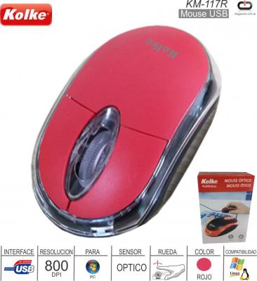 Mouse USB KOLKE KM-117R Rojo