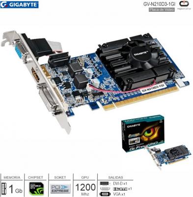 PCI-E NVIDIA 1Gb GIGABYTE GV-N210D3-1GI