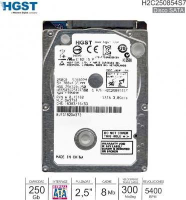 Disco 2.5 SATA 0250 Gb HGST H2C250854S7