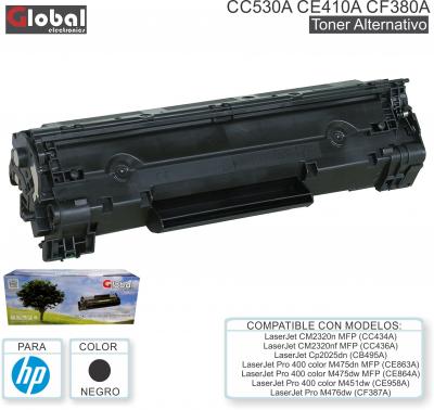 Toner Alt HP CC530A CE410A CF380A Neg GLOBAL