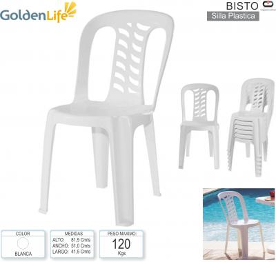 Silla Plastica Apilable Bca GOLDEN LIFE Bisto