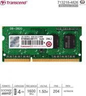 Sodimm DDR3 04Gb 1600 1.50v TRANSCEND 713218-4826