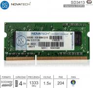 Sodimm DDR3 04Gb 1333 1.50v NOVATECH SD3413