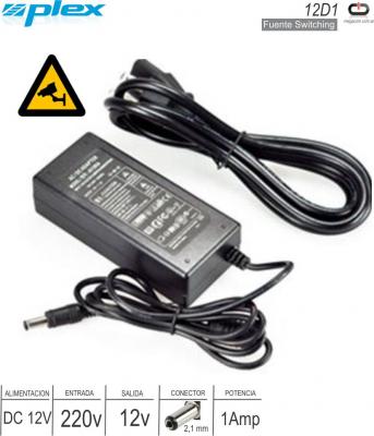 Fuente Switching 12V 01.0A 2.1mm PLEX 12D1