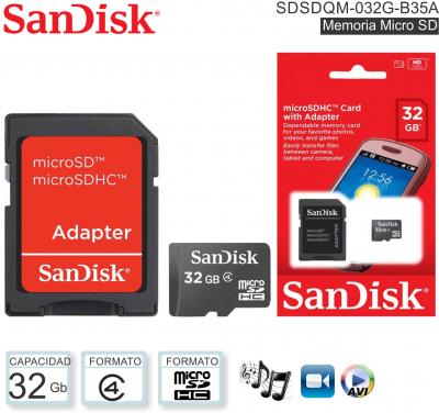 Mem MicroSD 32Gb C4 SANDISK SDSDQM-032G-B35A