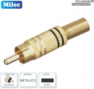 Conector RCA M Metalico Negro MILEC RCAMNM