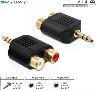 Adaptador Plug 3.5mm - 2 Jack 3.5 H SKYWAY AD14