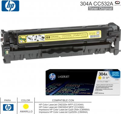 Toner HP 304A CC532A Amarillo