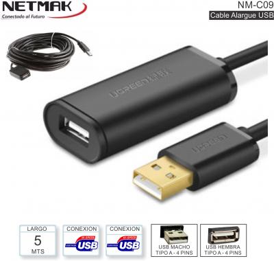 Cable Alargue USB 2.0 M-H 05.0M NETMAK Mallado C/F