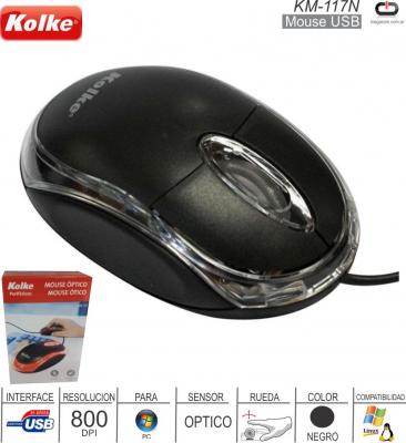 Mouse USB KOLKE KM-117N Negro