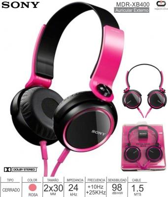 Auricular SONY MDR-XB400 Rosa On Ear