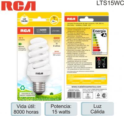 Lampara RCA LUZ CALIDA 15W LTS15WC