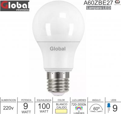 Lampara LED GLOBAL A60ZBE27 09W-100W 3000k 720L A6