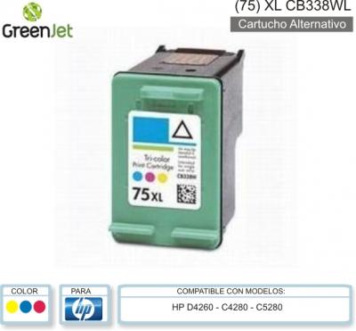 Cart Alt HP 075XL CB338WL Color GREENJET 