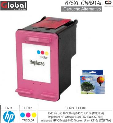 Cart Alt HP 675XL CN691AL Col GLOBAL