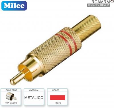 Conector RCA M Metalico Rojo MILEC RCAMRM