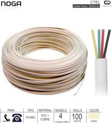 Cable Telefono NOGA CTEL 100 Mts Plano Crema