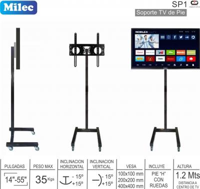 Soporte TV MILEC SP1 Pie c/Ruedas 1.2M 14-55