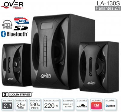 Parlantes 2.1 OVERTECH LA-130S (25W/FM/BT/SD/USB)