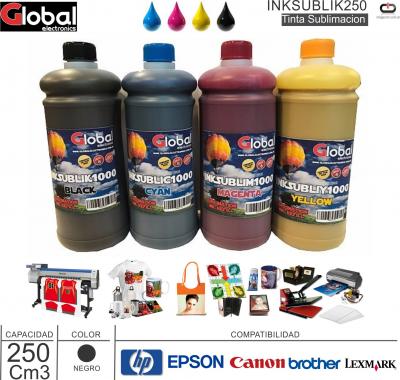 Tinta Sub GLOBAL 0250Ml Neg INKSUBLIK250