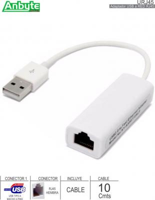 Adaptador USB 2.0 M - RJ45 H ANYBYTE URJ45