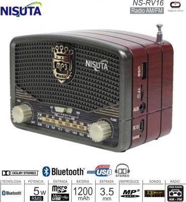 Radio Vintage NISUTA NS-RV16 AM/FM/BT/SD/5w/USB