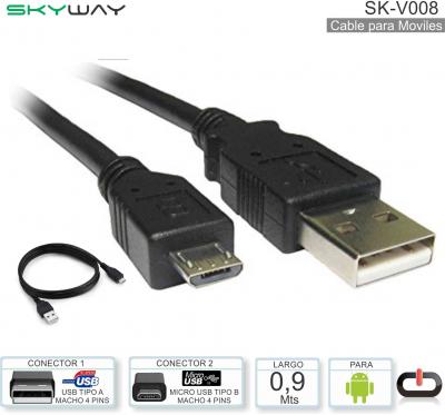 Cable USB M - MicroUSB M 00.9M SKYWAY SK-V008 Andr