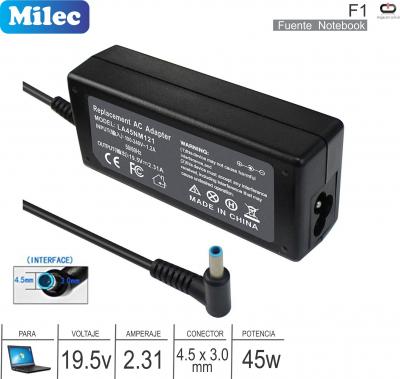 Fuente Ntb MILEC F1 19.5v 2.31a 45w 4.5x3.0mm