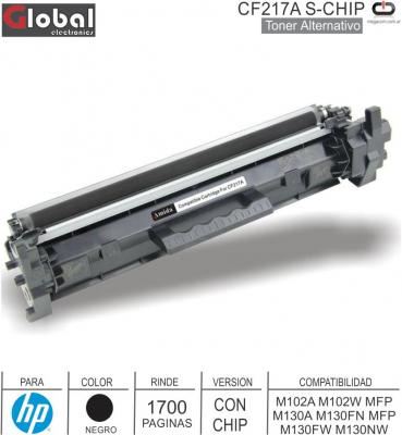 Toner Alt HP CF217A Neg Sin Chip GLOBAL