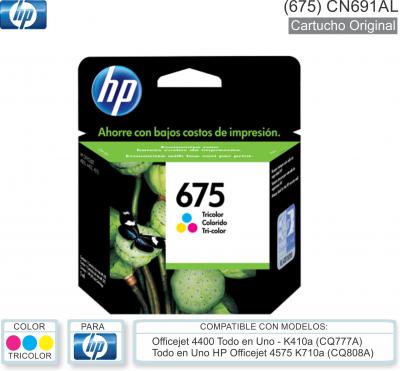 Cart HP 675 CN690AL Neg