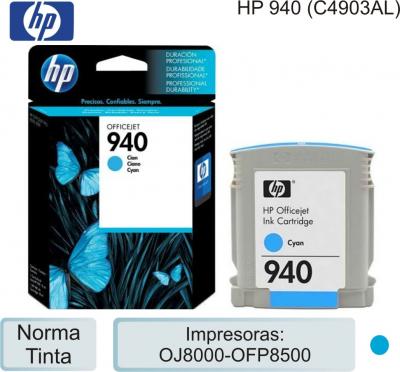 Cart HP 940 C4903AL Cian p/OJ8000-OFP8500