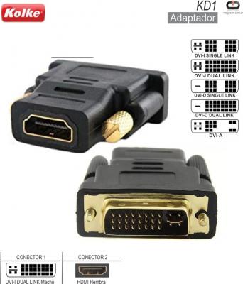 Adaptador DVI-I DUAL L M - HDMI H KOLKE KD1