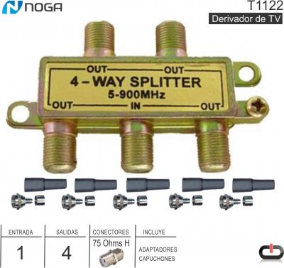 Derivador TV 4 Sal NOGA T1122 75 ohms 900 MHz