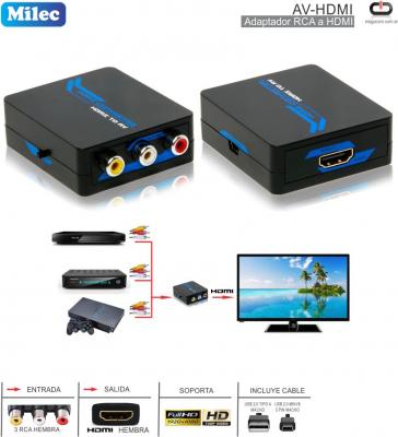 Adaptador 3 RCA H - HDMI H MILEC AV-HDMI