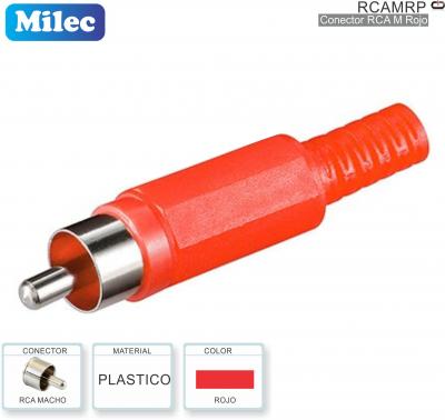 Conector RCA M Plastico Rojo MILEC RCAMRP