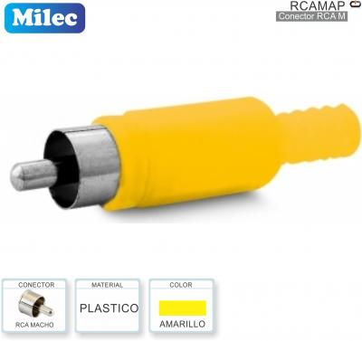 Conector RCA M Plastico Amarillo MILEC RCAMAP