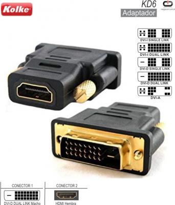 Adaptador DVI-D Dual L M - HDMI H KOLKE KD6