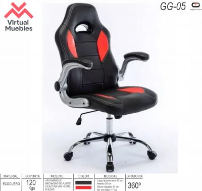 Silla Gamer MUEBLES VIRTUAL GG-05 Negra - Roja