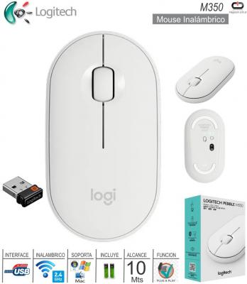 Mouse Inalambrico LOGITECH M350 Pebble Blanco