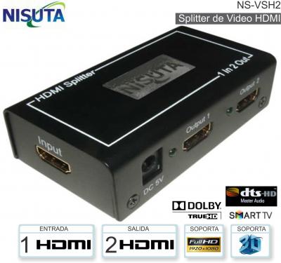 Splitter Video HDMI 2 Sal NISUTA NS-VSH2 FHD