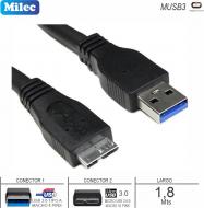 Cable USB 3.0 M - MicroUSB 3.0 M 01.8M MILEC MUSB