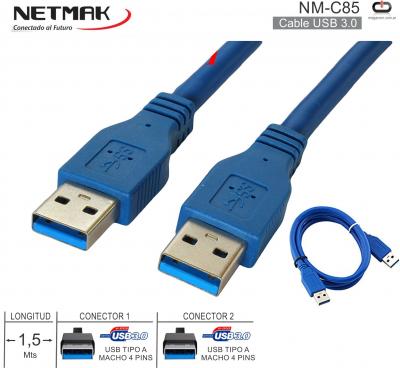 Cable USB 3.0 M - USB 3.0 M 01.5M NETMAK NM-C85