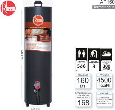 Termotanque Gas 160 Lts RHEEM AP160